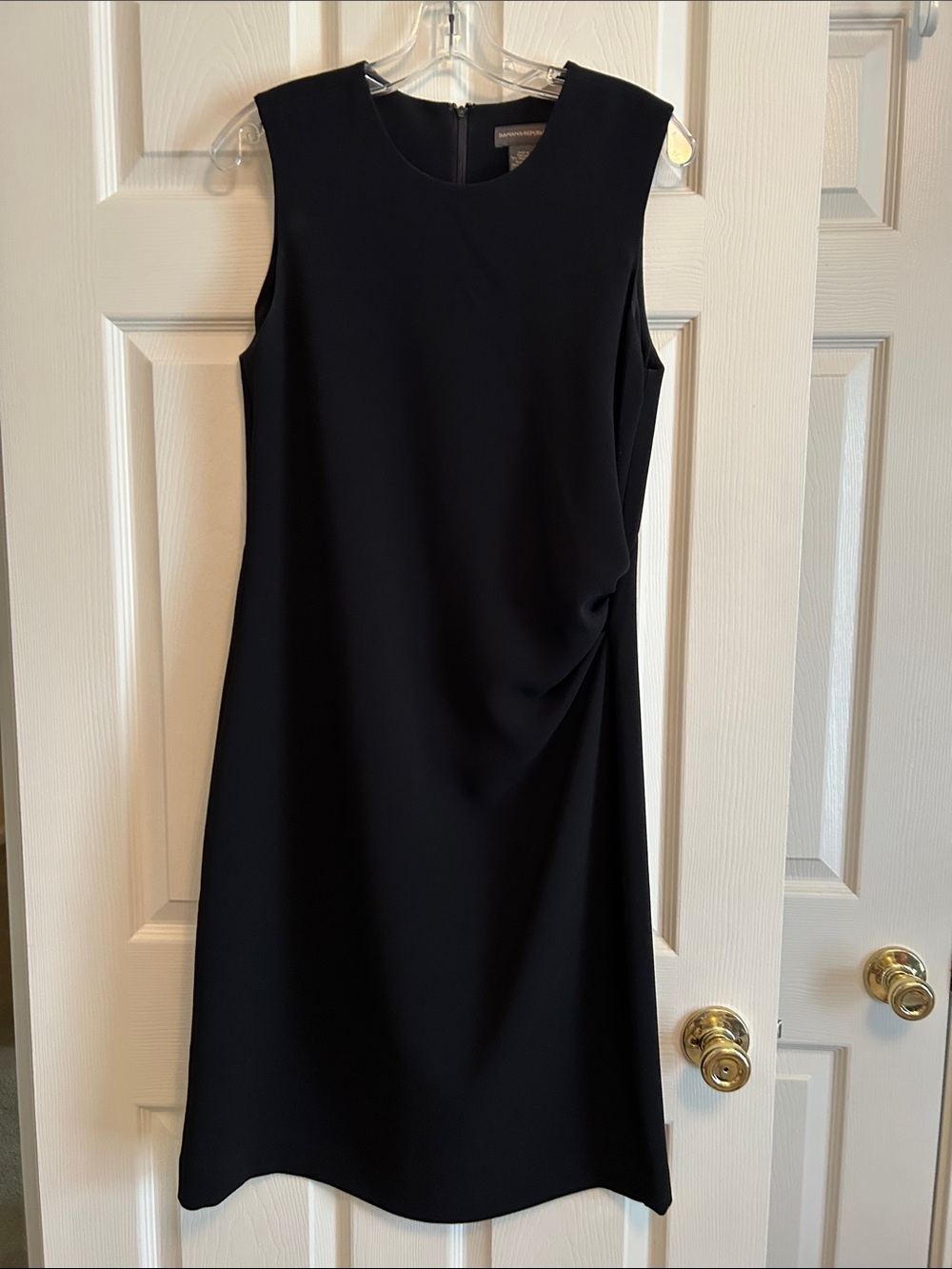 Banana Republic Black Sleeveless Shift Dress with Side Drape